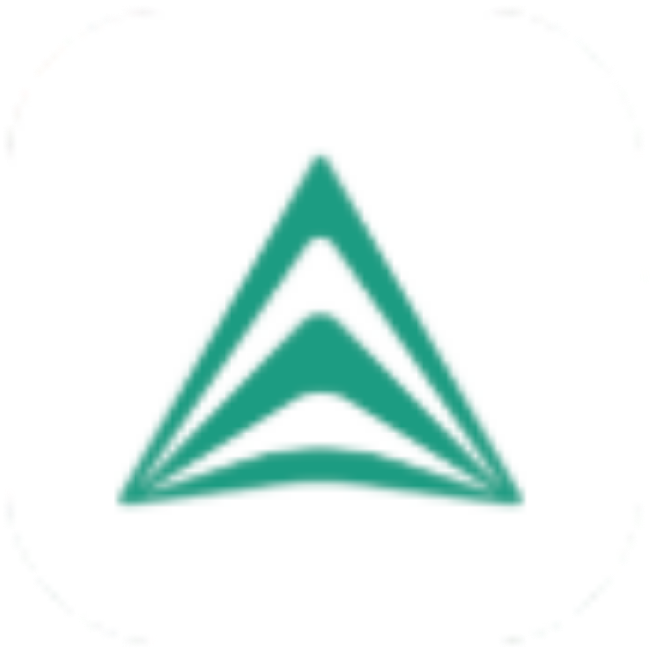 Abstract green triangle logo with layered effect on white background